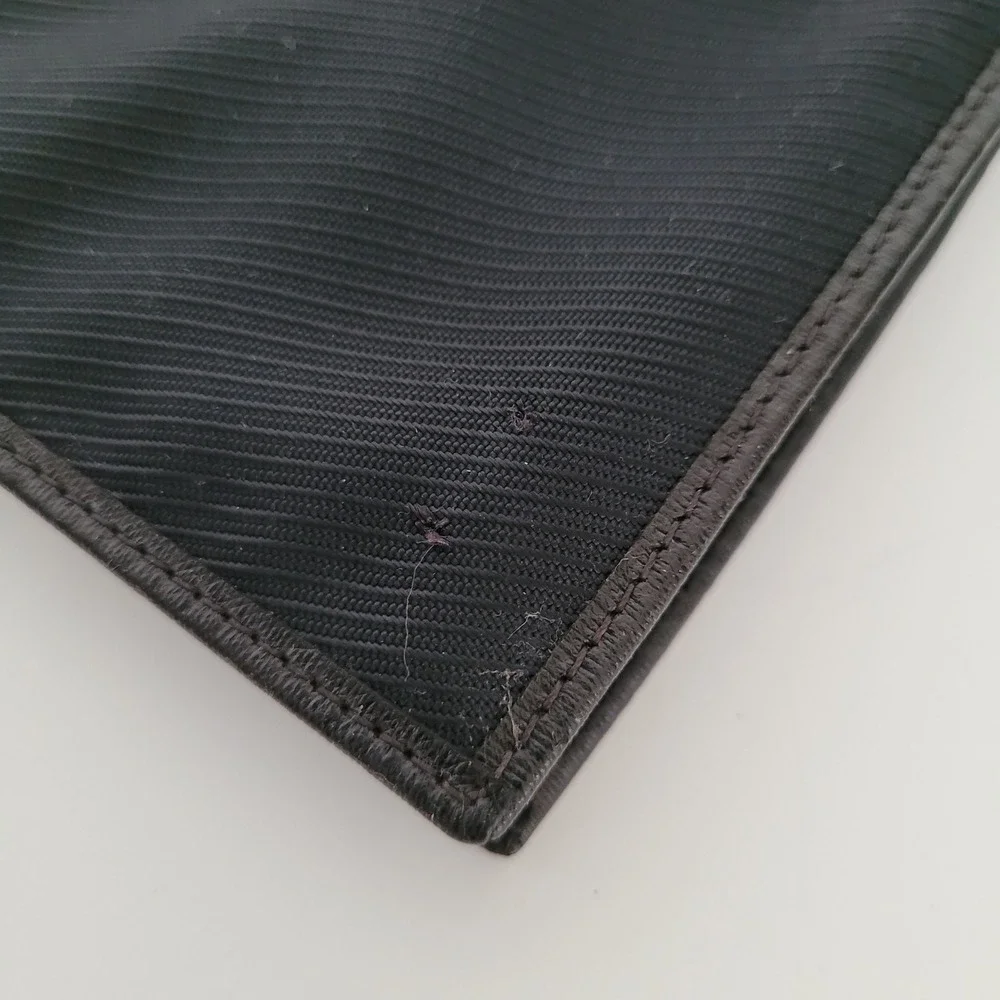 Dunhill London Mens Long Bifold Wallet Black Nylon Leather Trim Slim Wallet